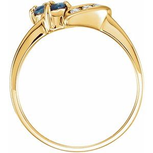 14K Yellow Natural Blue Sapphire & .07 CTW Natural Diamond Ring