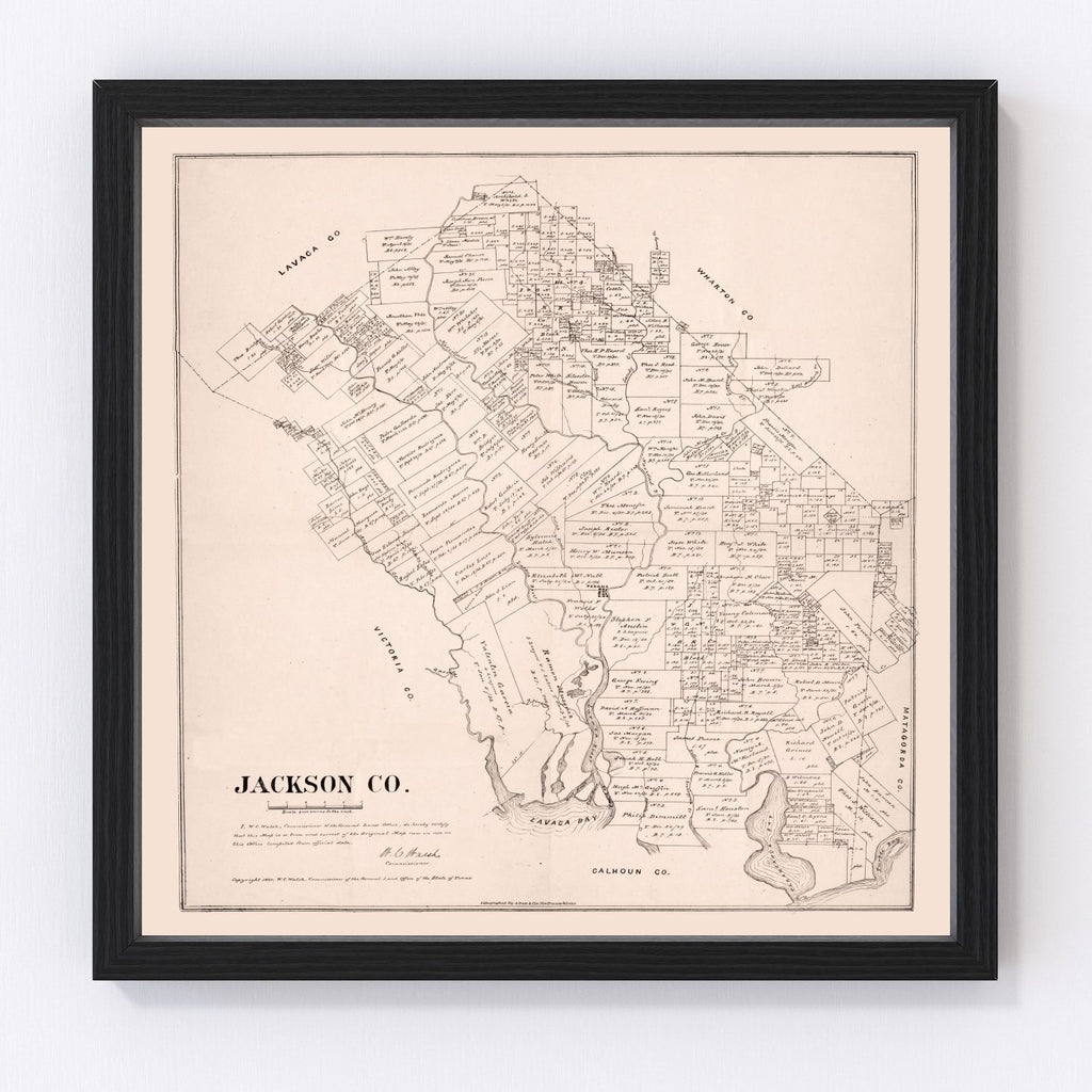 Vintage Map of Jackson County, Texas 1880