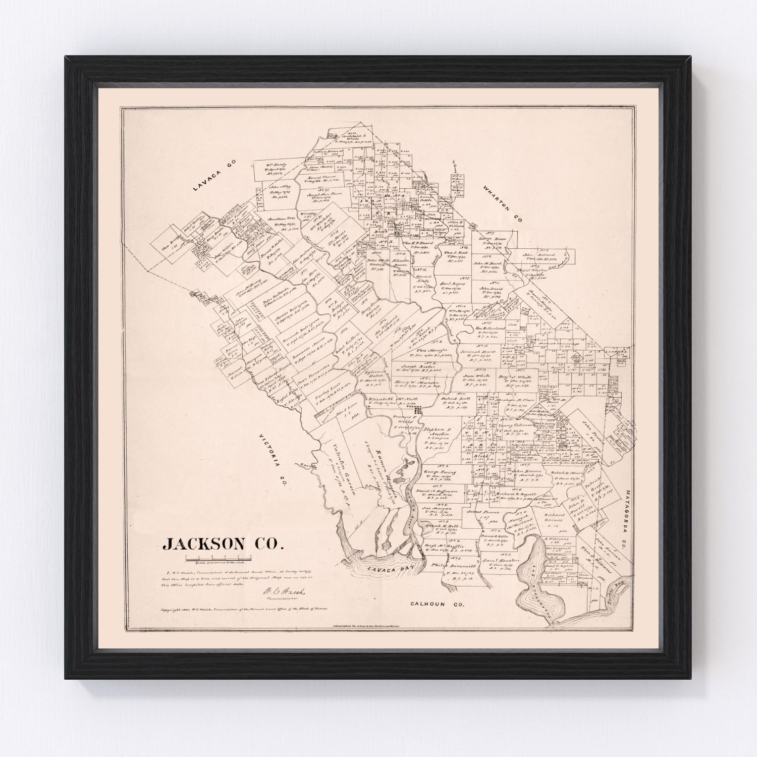 Vintage Map of Jackson County, Texas 1880