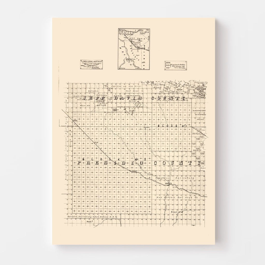 Vintage Map of Jeff Davis County, Texas 1894