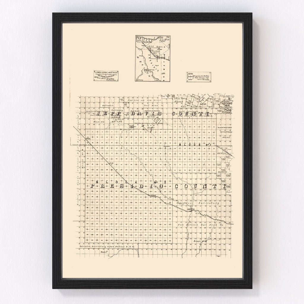 Vintage Map of Jeff Davis County, Texas 1894