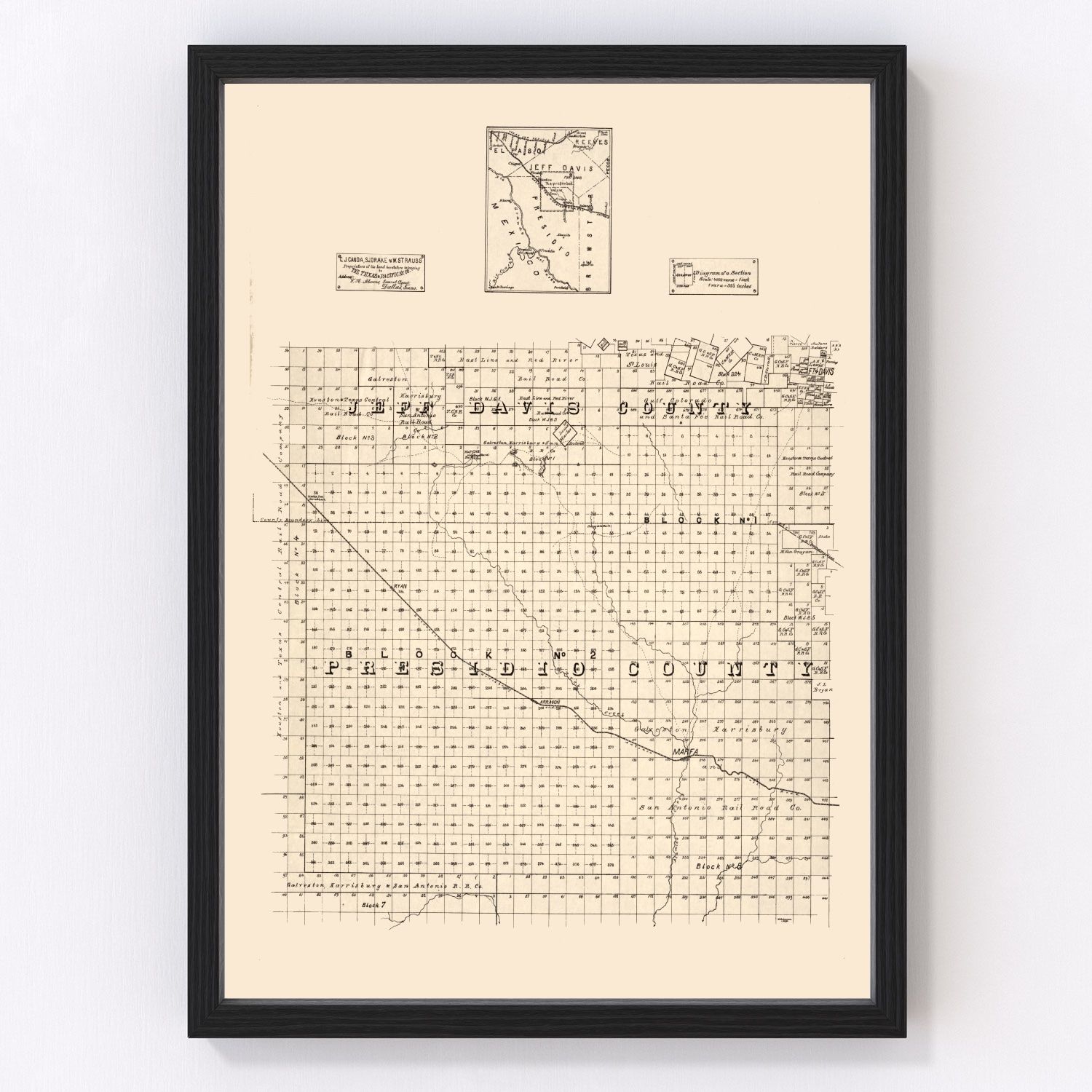 Vintage Map of Jeff Davis County, Texas 1894