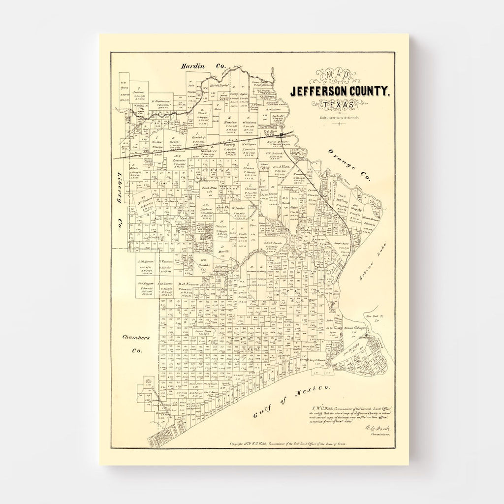 Vintage Map of Jefferson County, Texas 1879