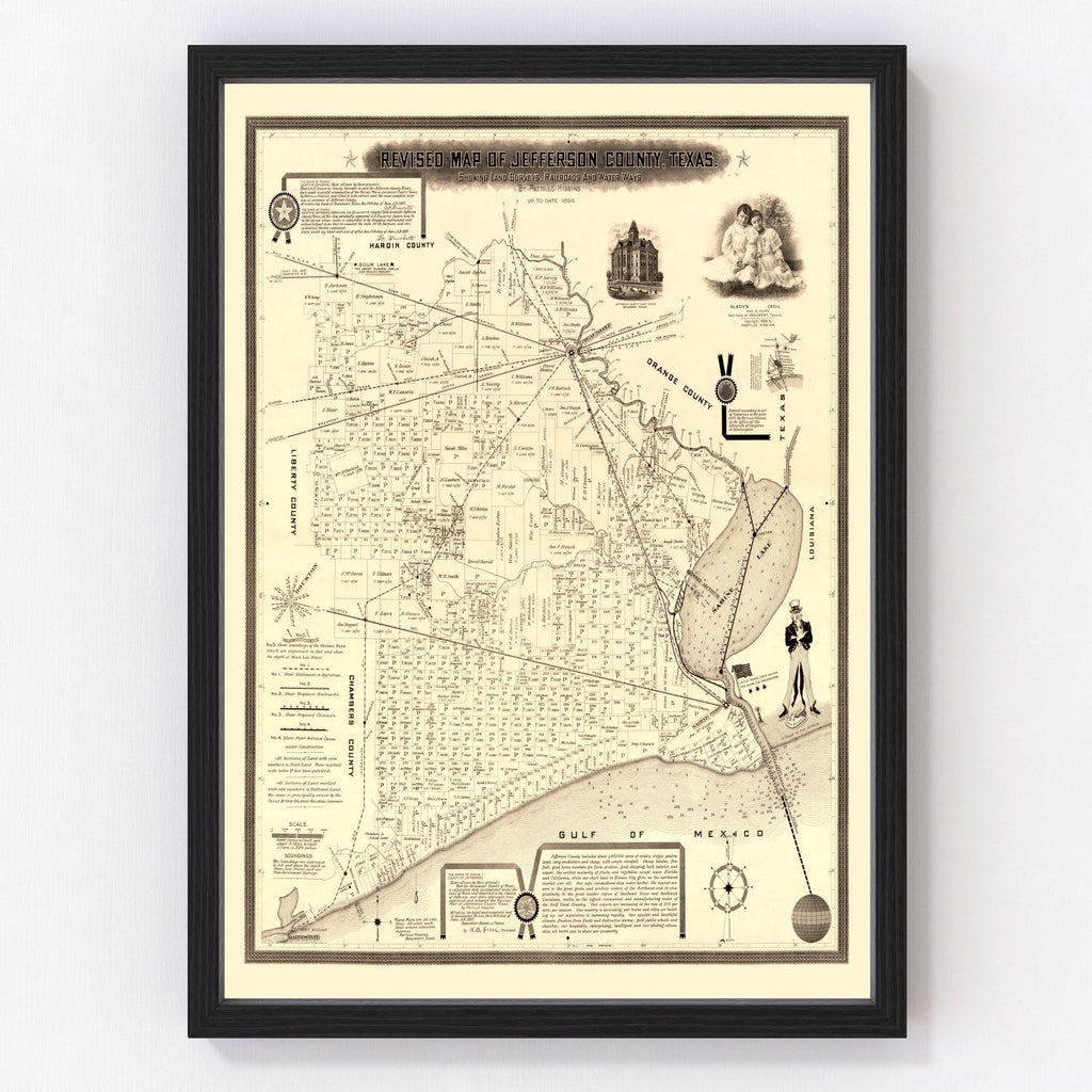Vintage Map of Jefferson County, Texas 1898