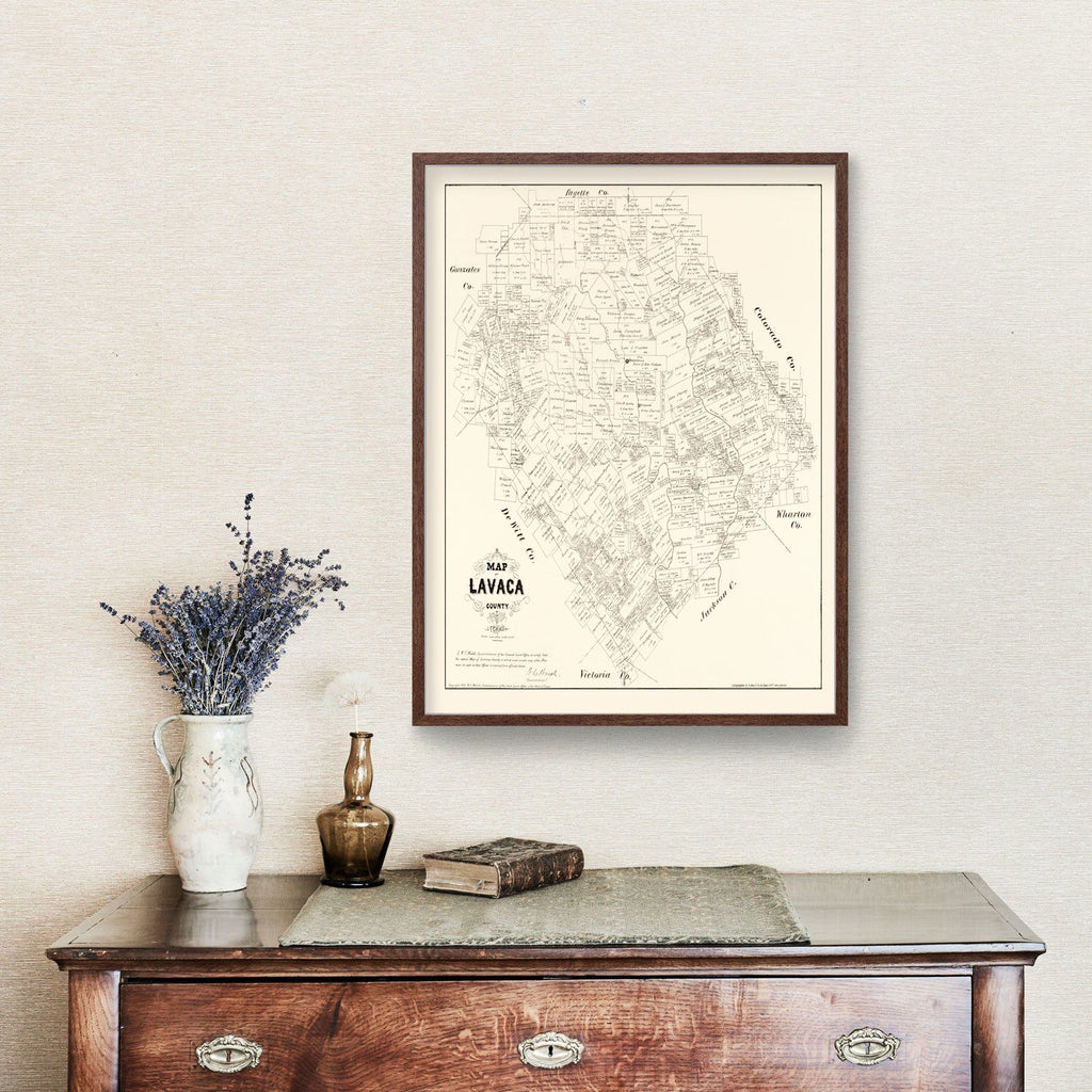 Vintage Map of Lavaca County, Texas 1879