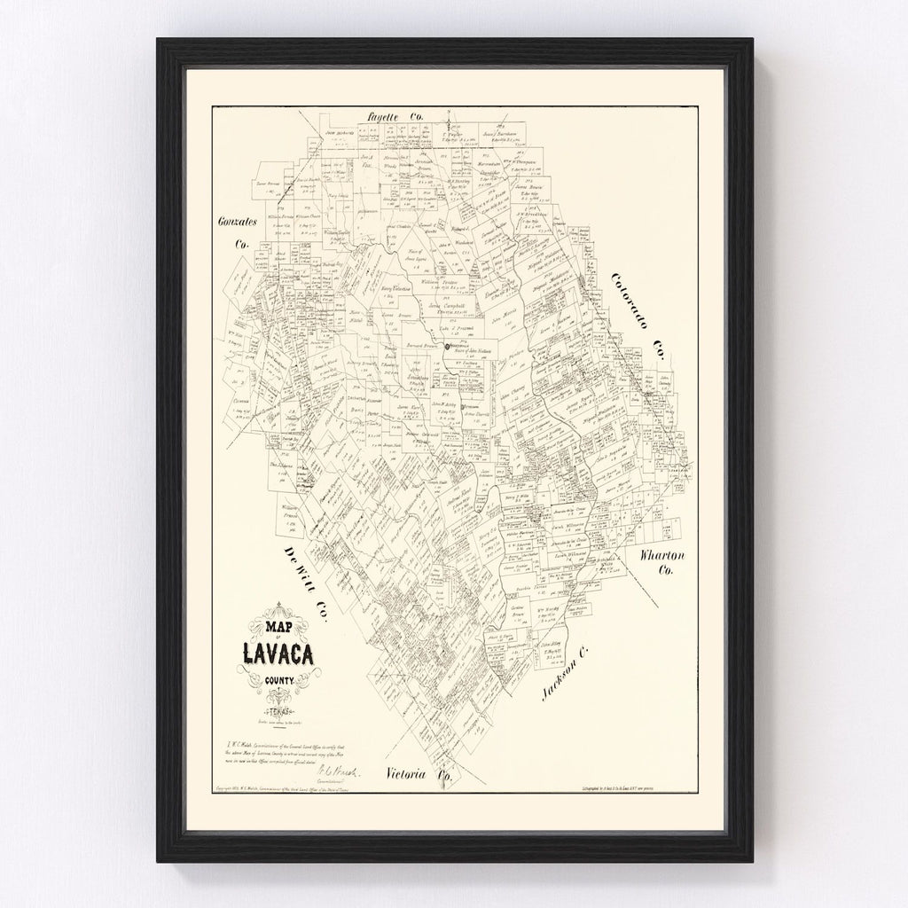 Vintage Map of Lavaca County, Texas 1879