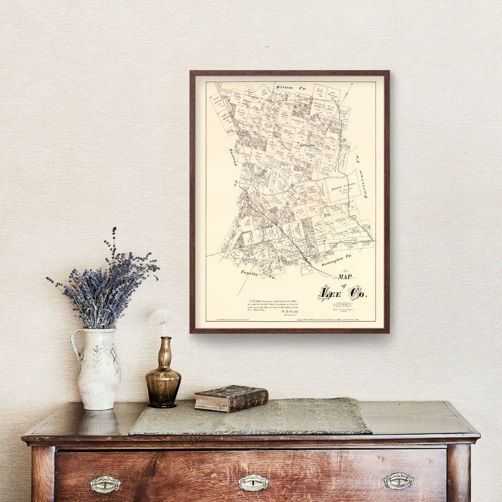 Vintage Map of Lee County, Texas 1879
