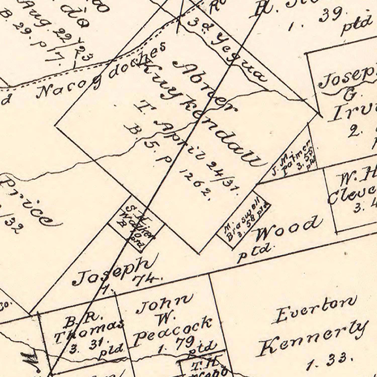 Vintage Map of Lee County, Texas 1879