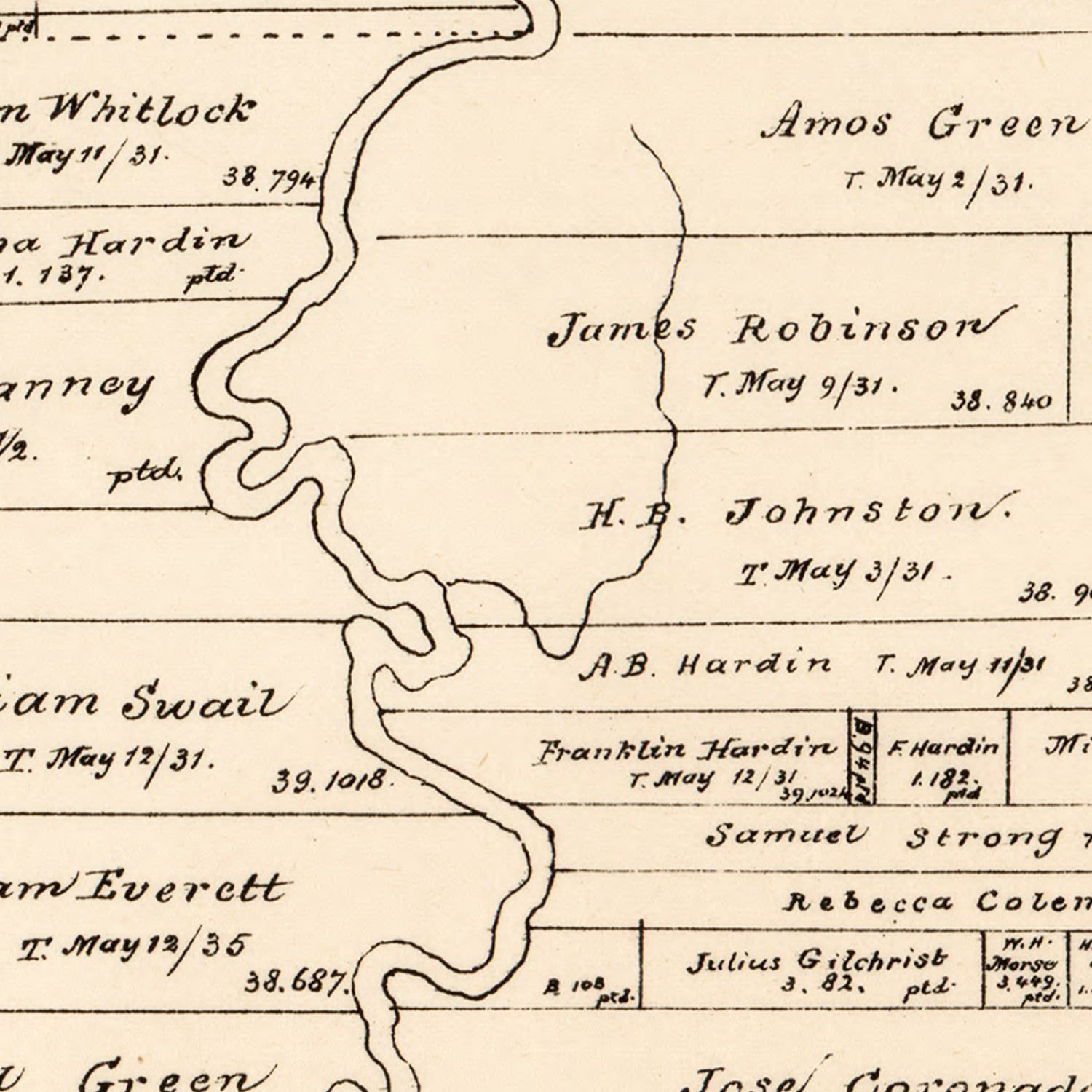 Vintage Map of Liberty County, Texas 1879