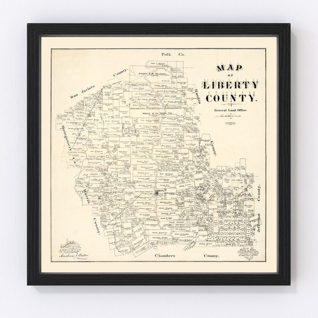 Vintage Map of Liberty County, Texas 1895