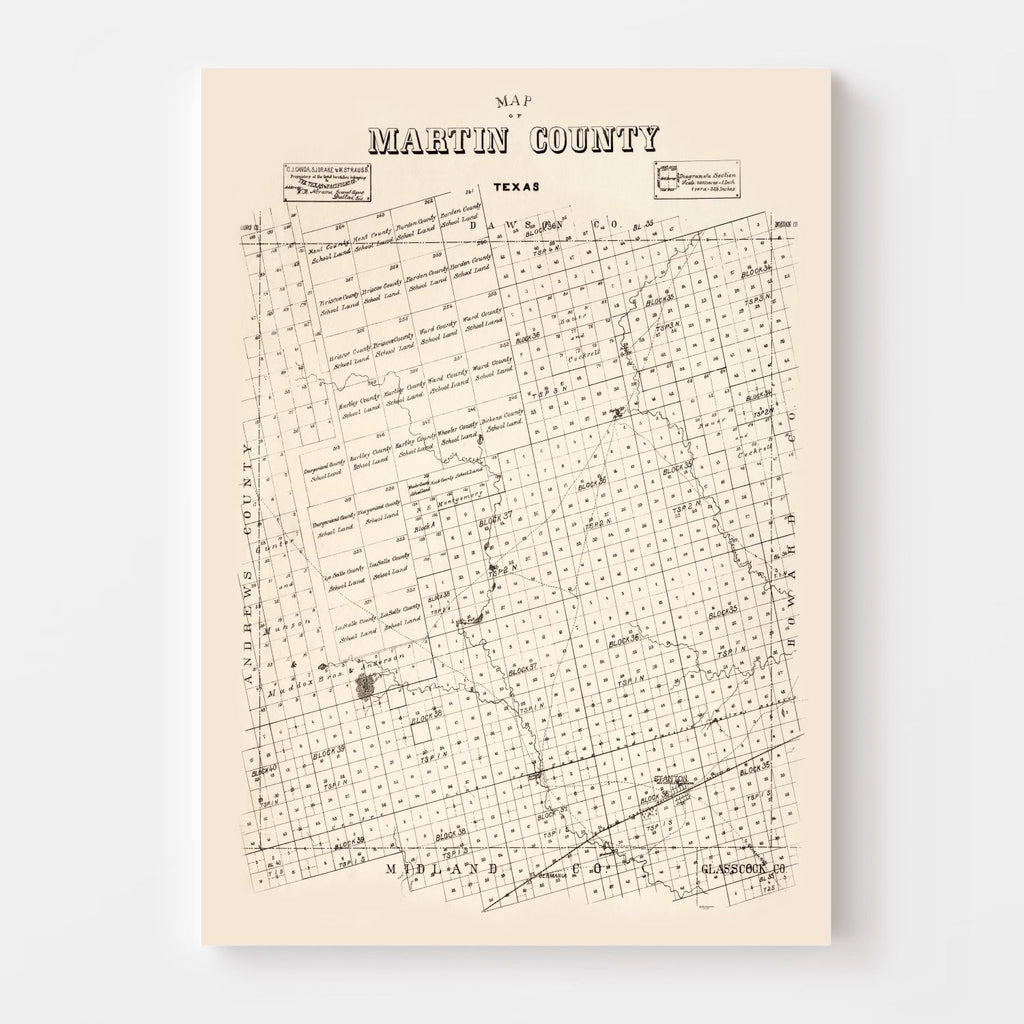 Vintage Map of Martin County, Texas 1894