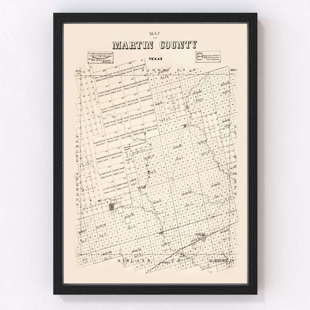 Vintage Map of Martin County, Texas 1894