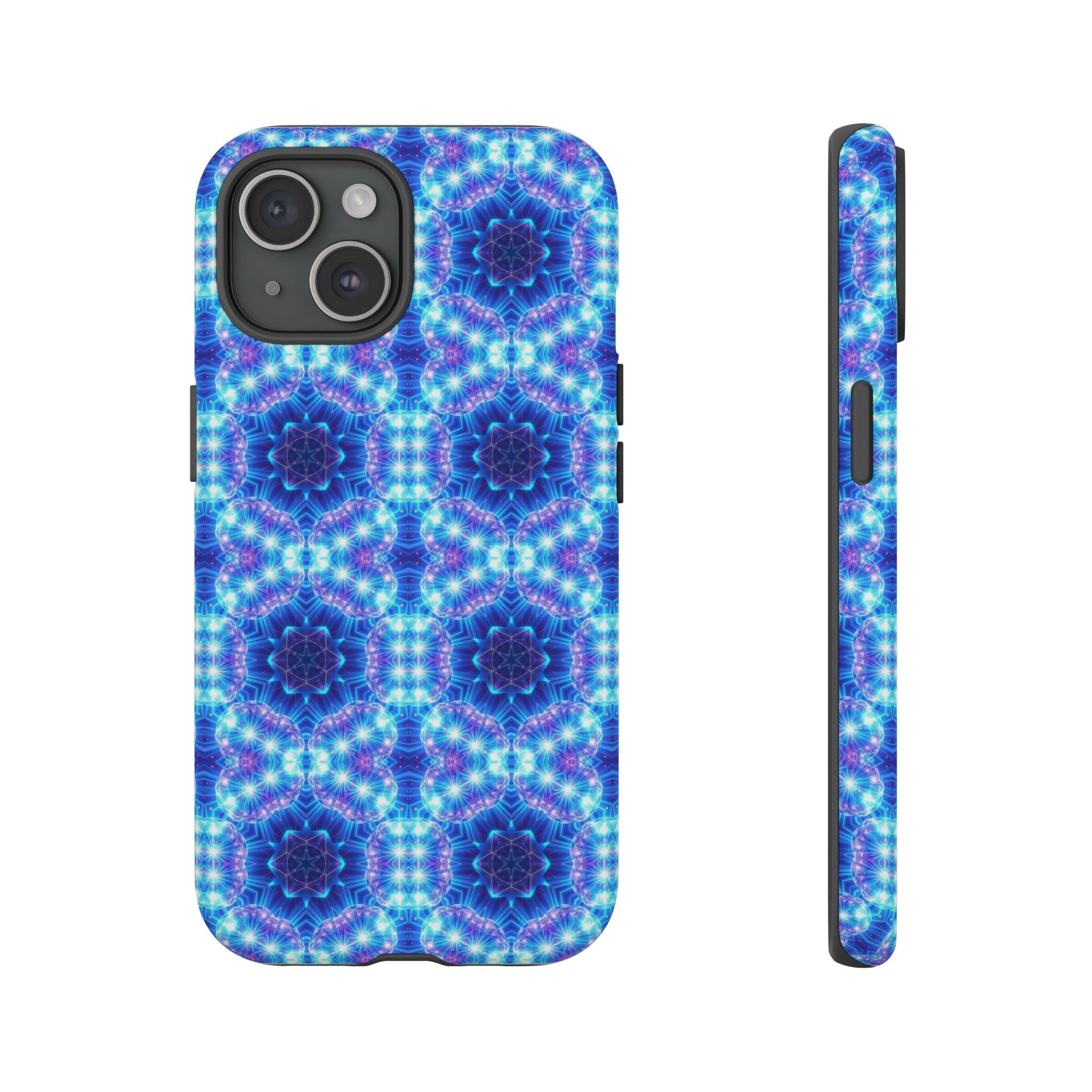 Blue Mandalas with Neon Lights Tough Phone Cases
