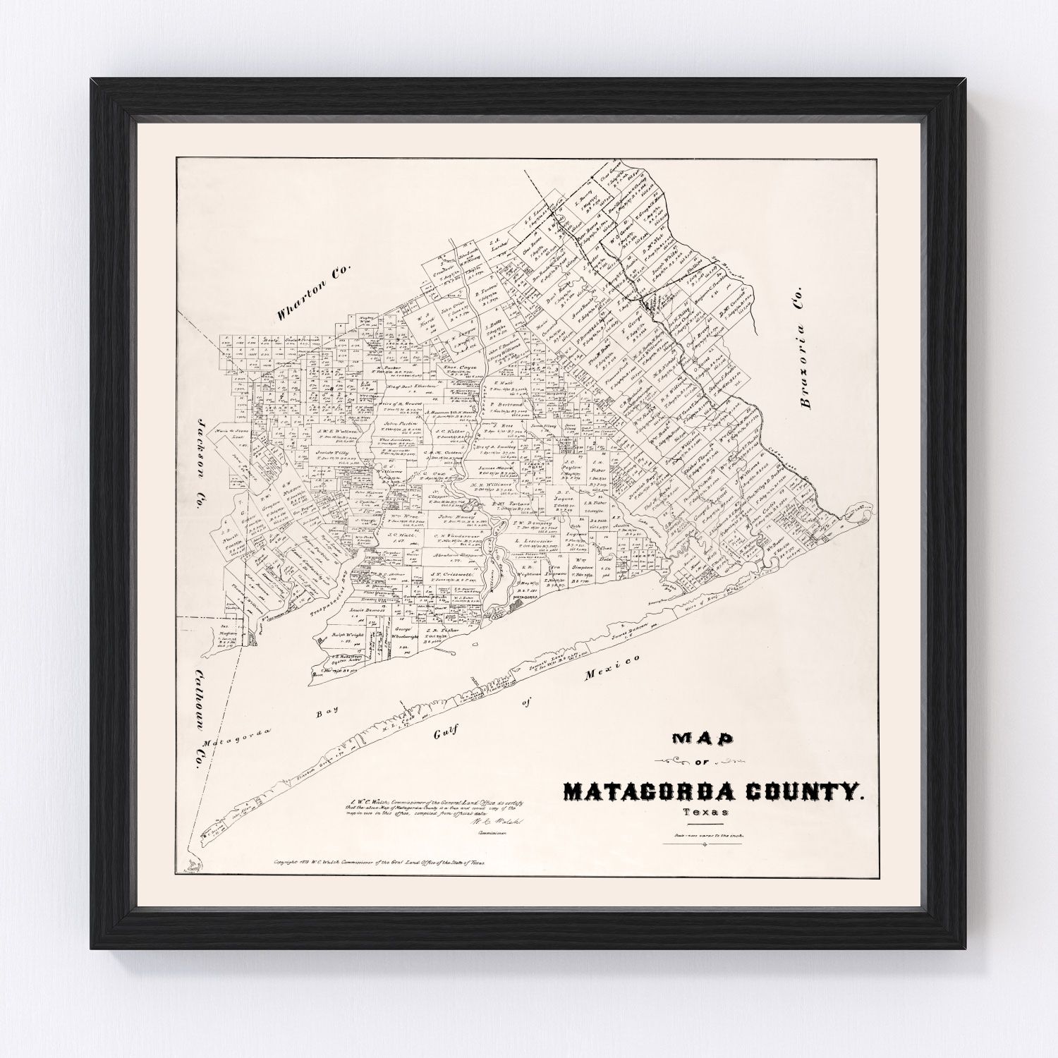 Vintage Map of Matagorda County, Texas 1879