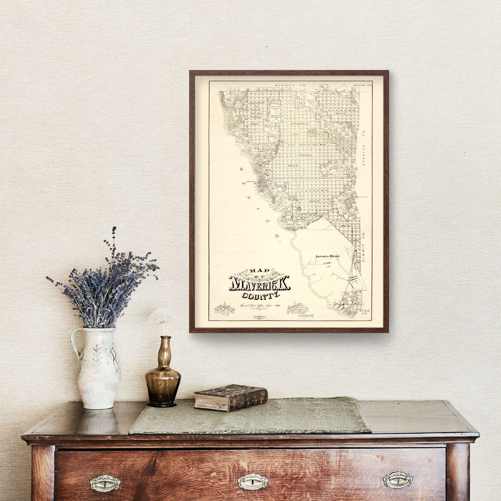 Vintage Map of Maverick County, Texas 1893