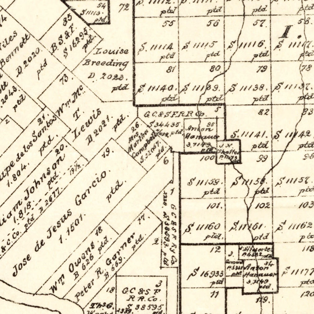 Vintage Map of Maverick County, Texas 1893