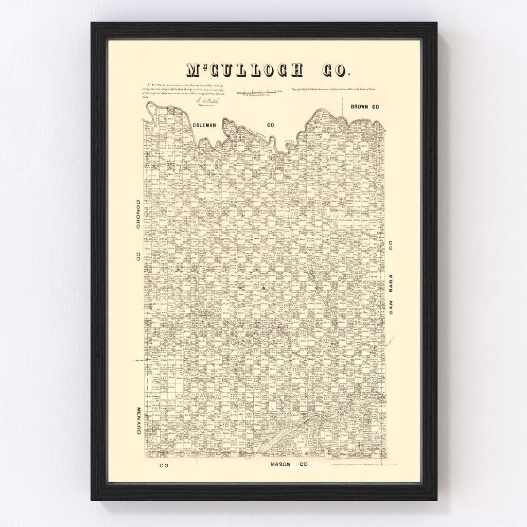 Vintage Map of McCulloch County, Texas 1879