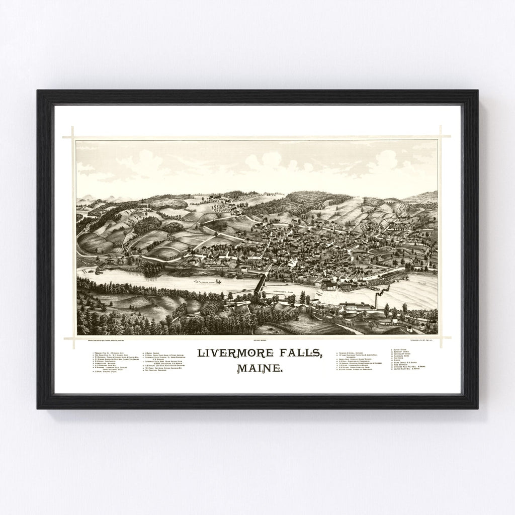 Vintage Map of Livermore Falls, Maine 1889