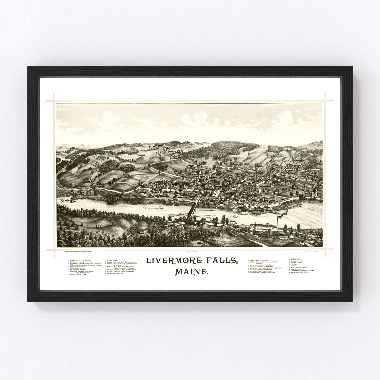 Vintage Map of Livermore Falls, Maine 1889