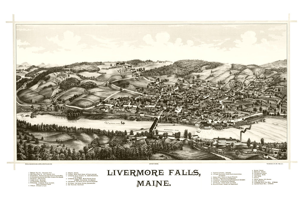 Vintage Map of Livermore Falls, Maine 1889