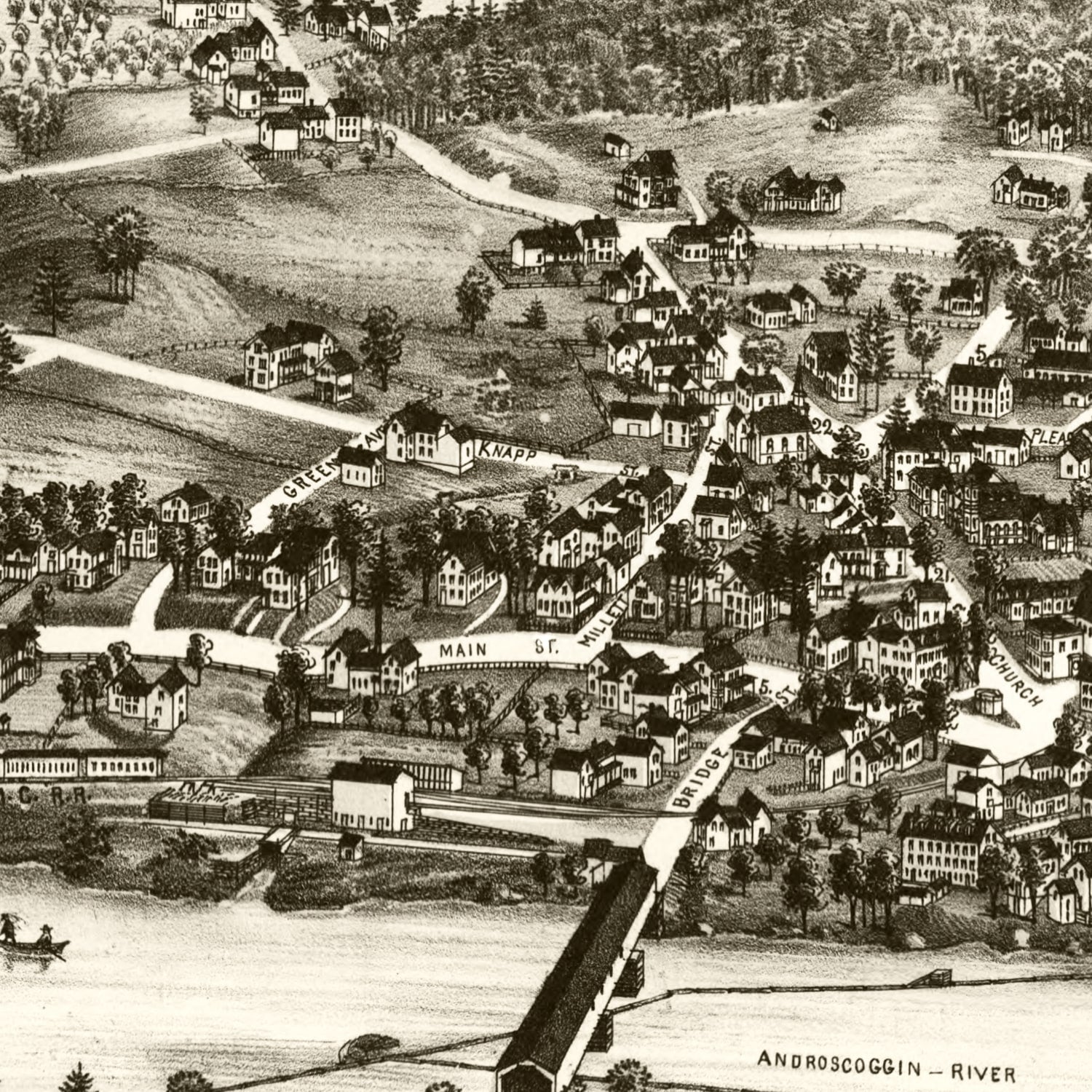 Vintage Map of Livermore Falls, Maine 1889