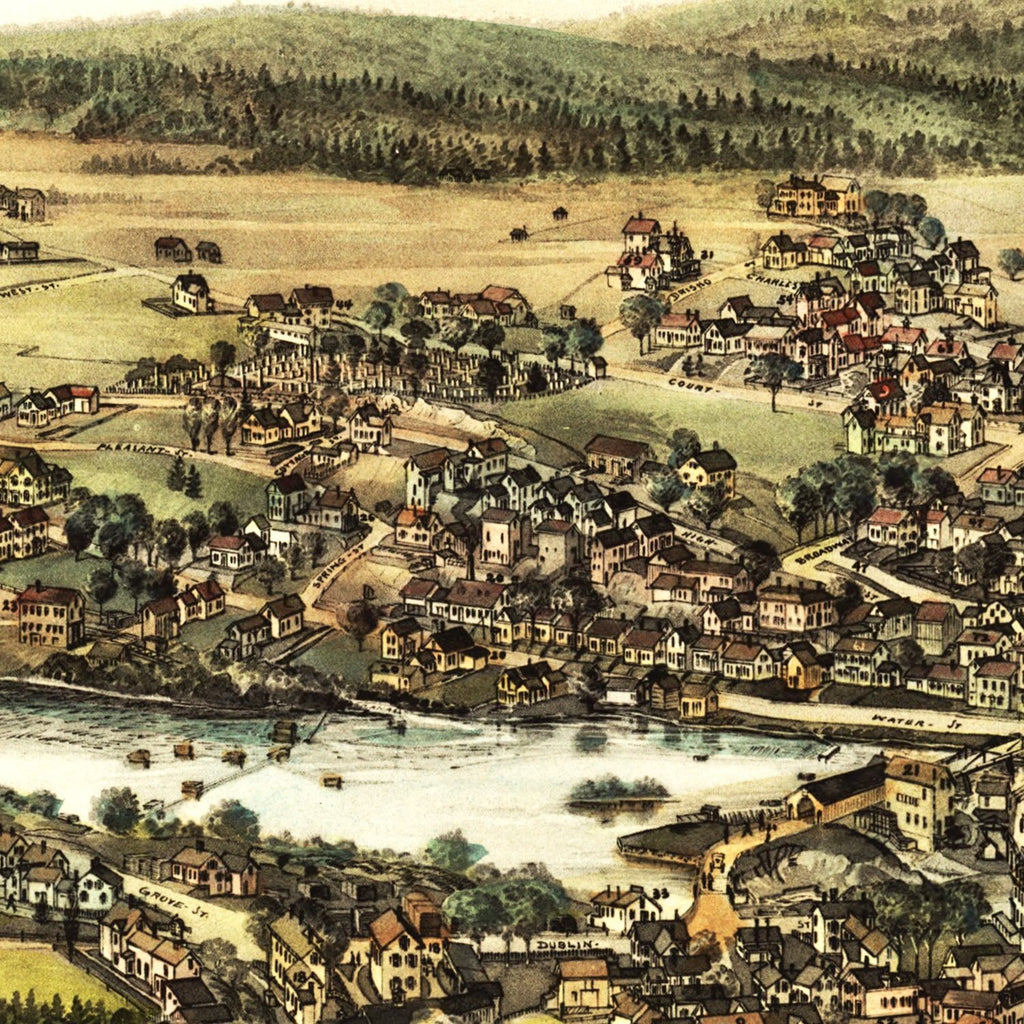 Vintage Map of Machias, Maine 1896
