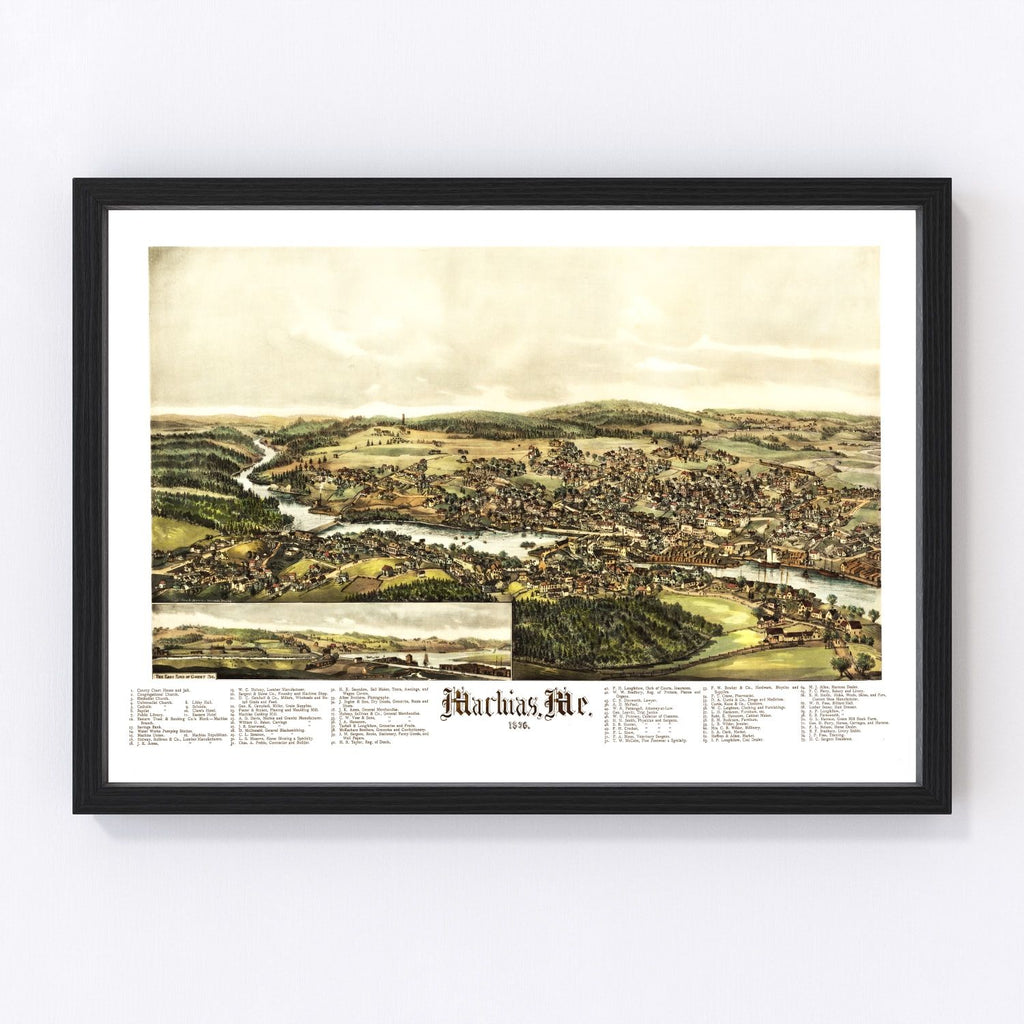 Vintage Map of Machias, Maine 1896