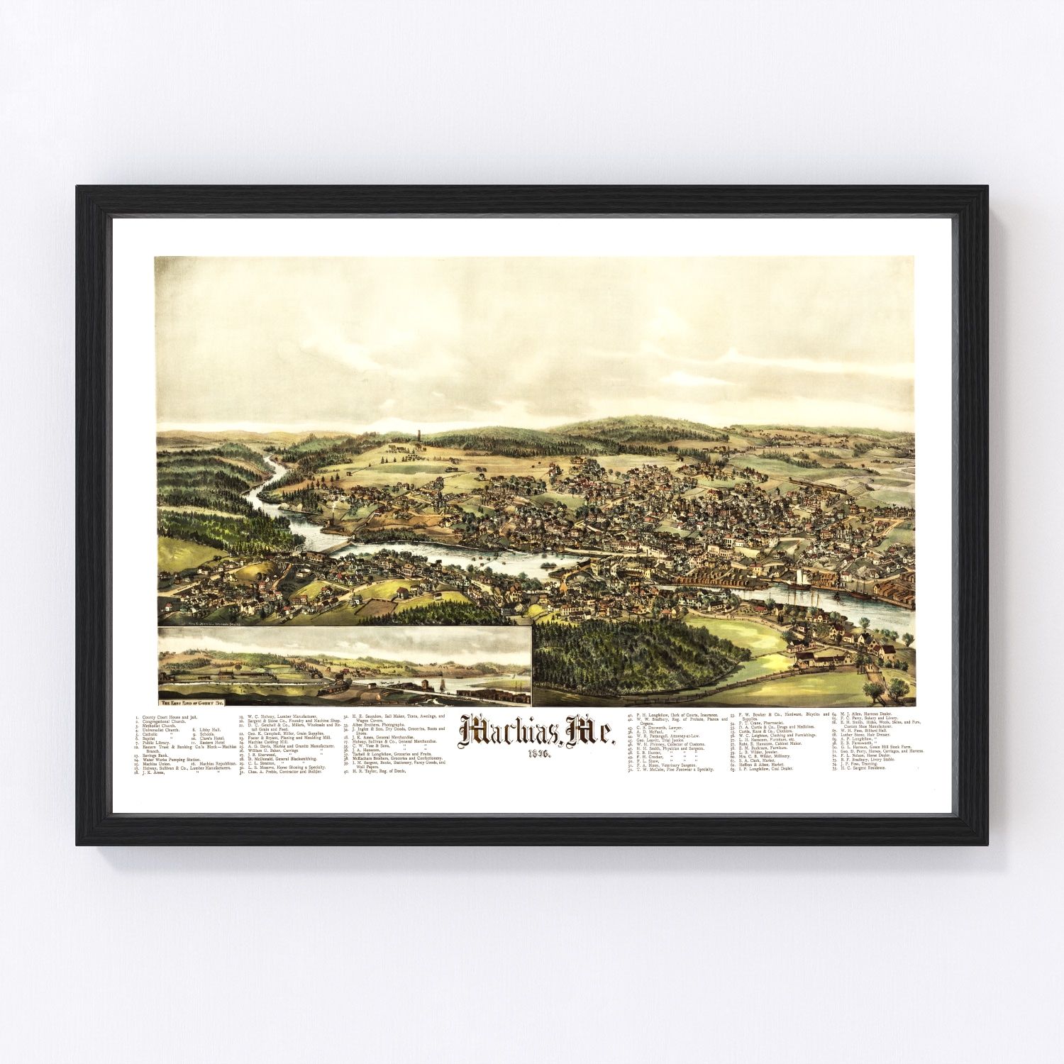Vintage Map of Machias, Maine 1896