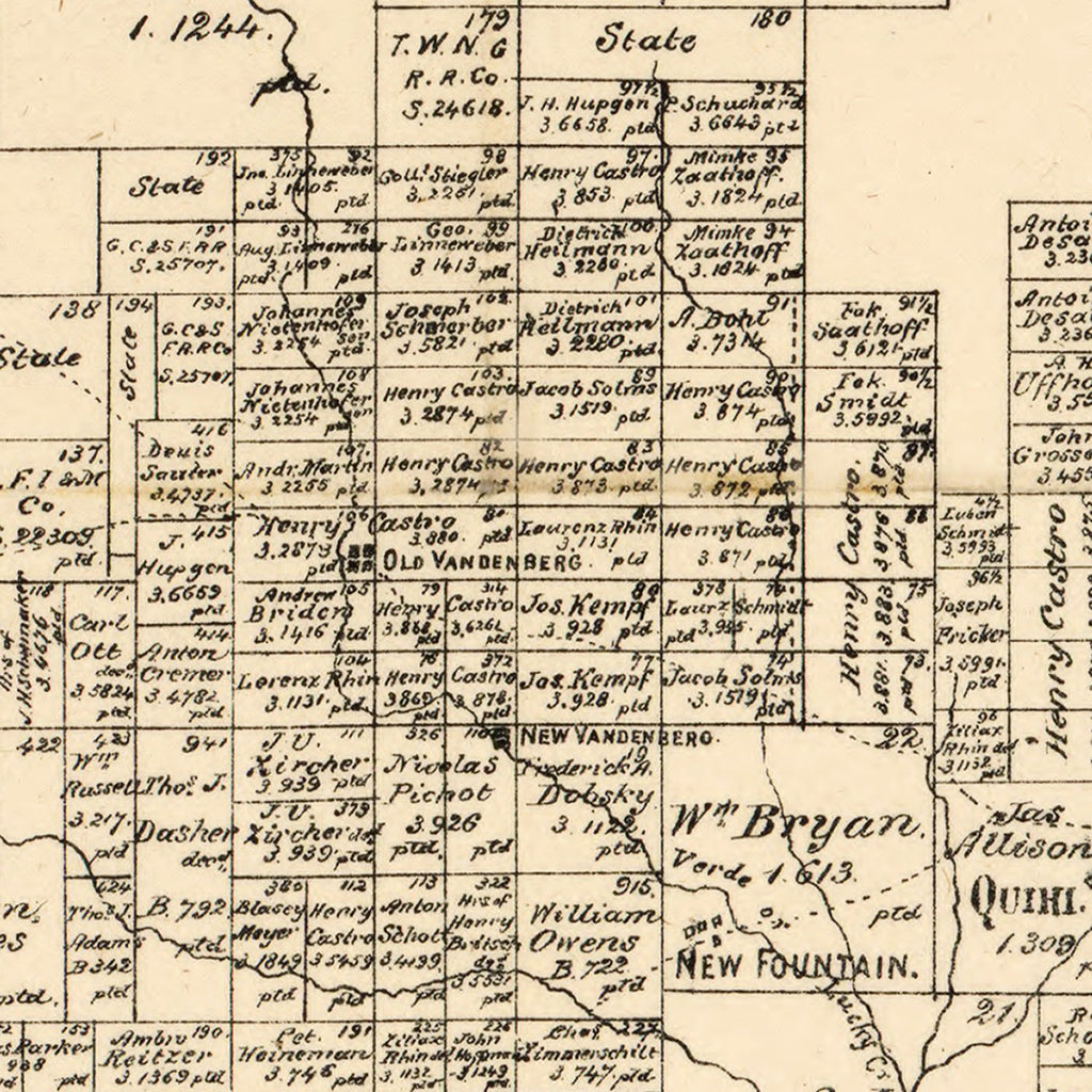 Vintage Map of Medina County, Texas 1879