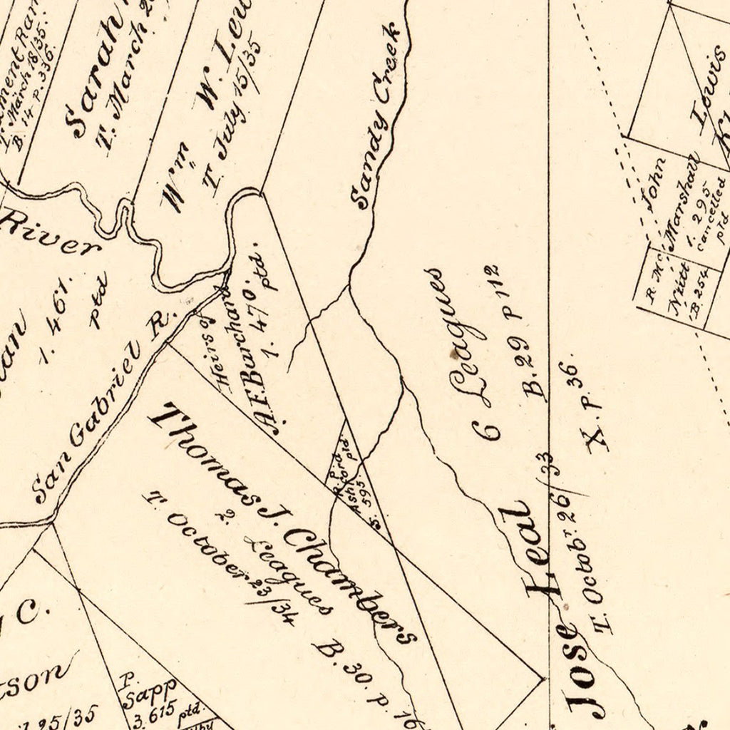 Vintage Map of Milam County, Texas 1879