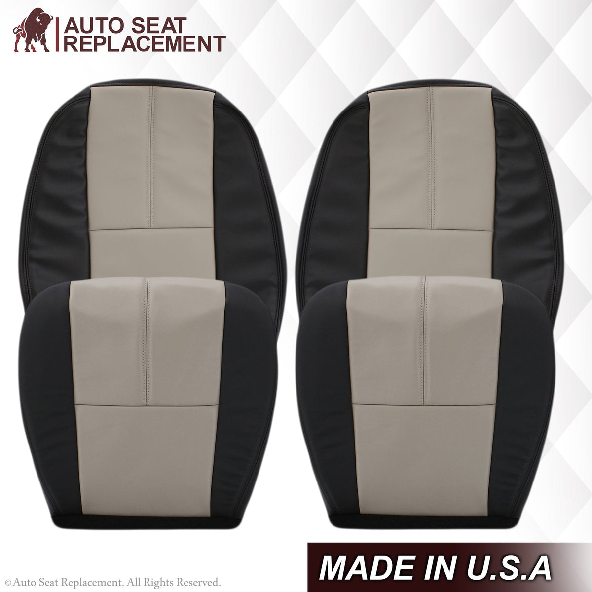 2007-2014 GMC Sierra Seat Cover In 2tone Gray/Black: Choose From Variation