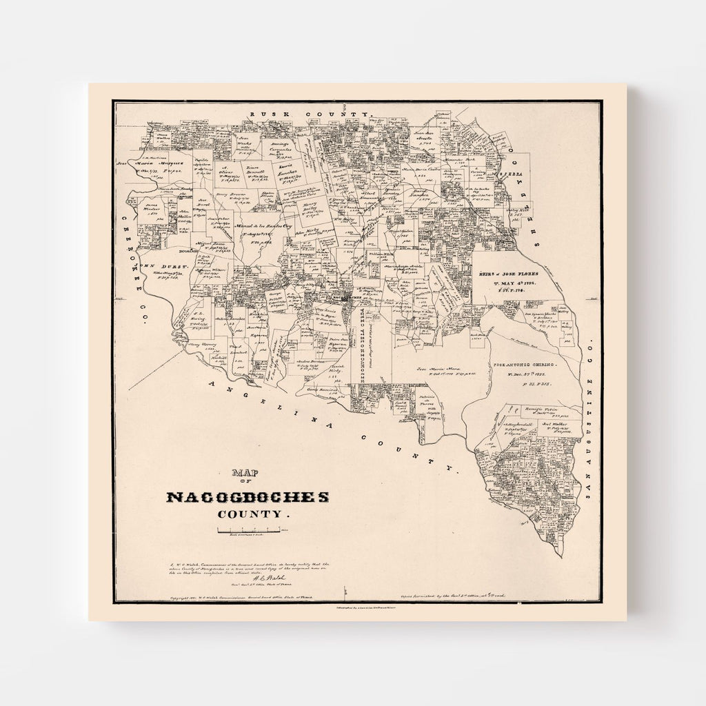 Vintage Map of Nacogdoches County, Texas 1881