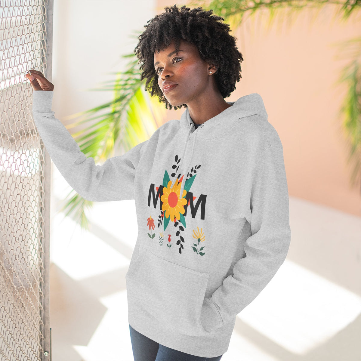 Mom Floral Pattern Three-Panel Fleece Hoodie