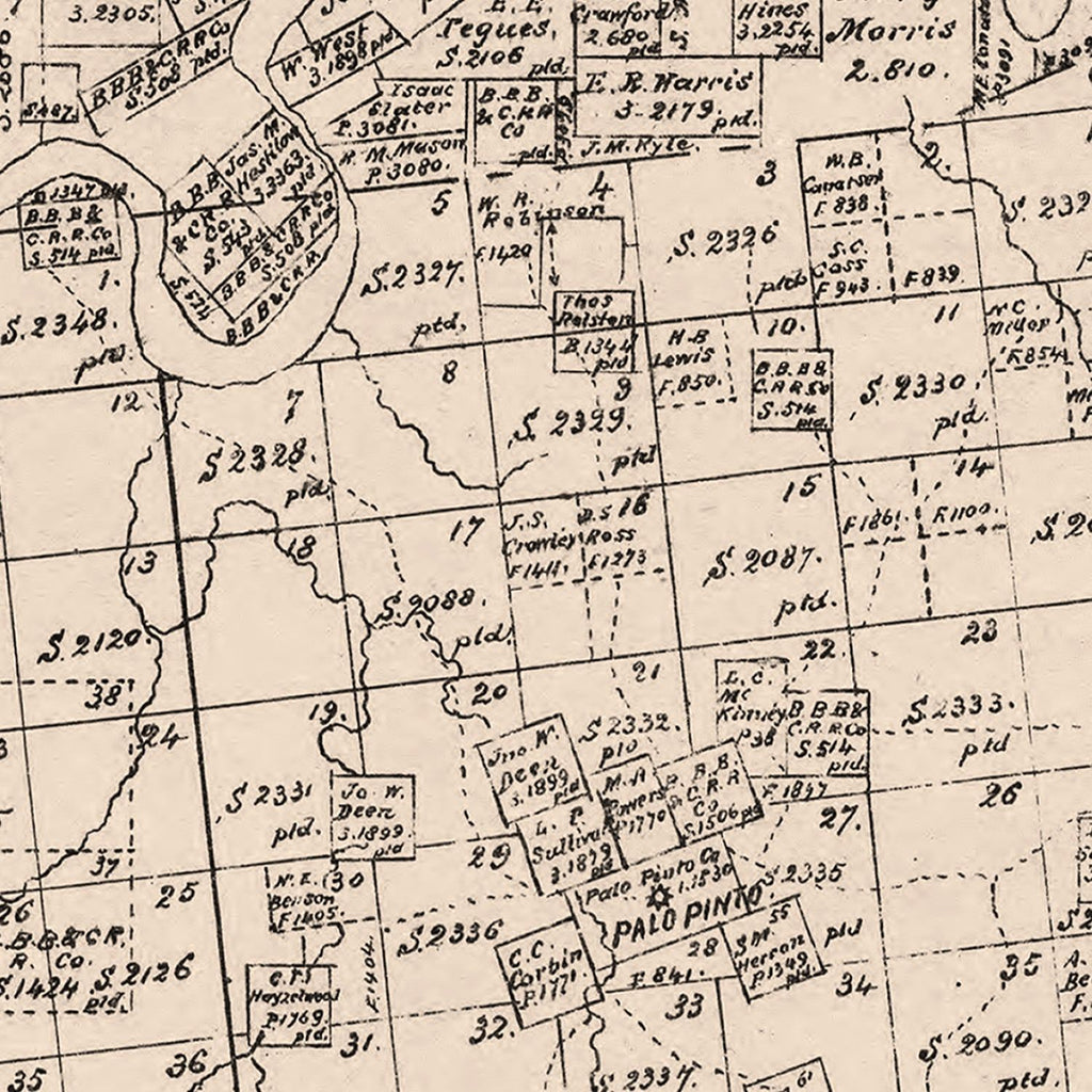 Vintage Map of Palo Pinto County, Texas 1879
