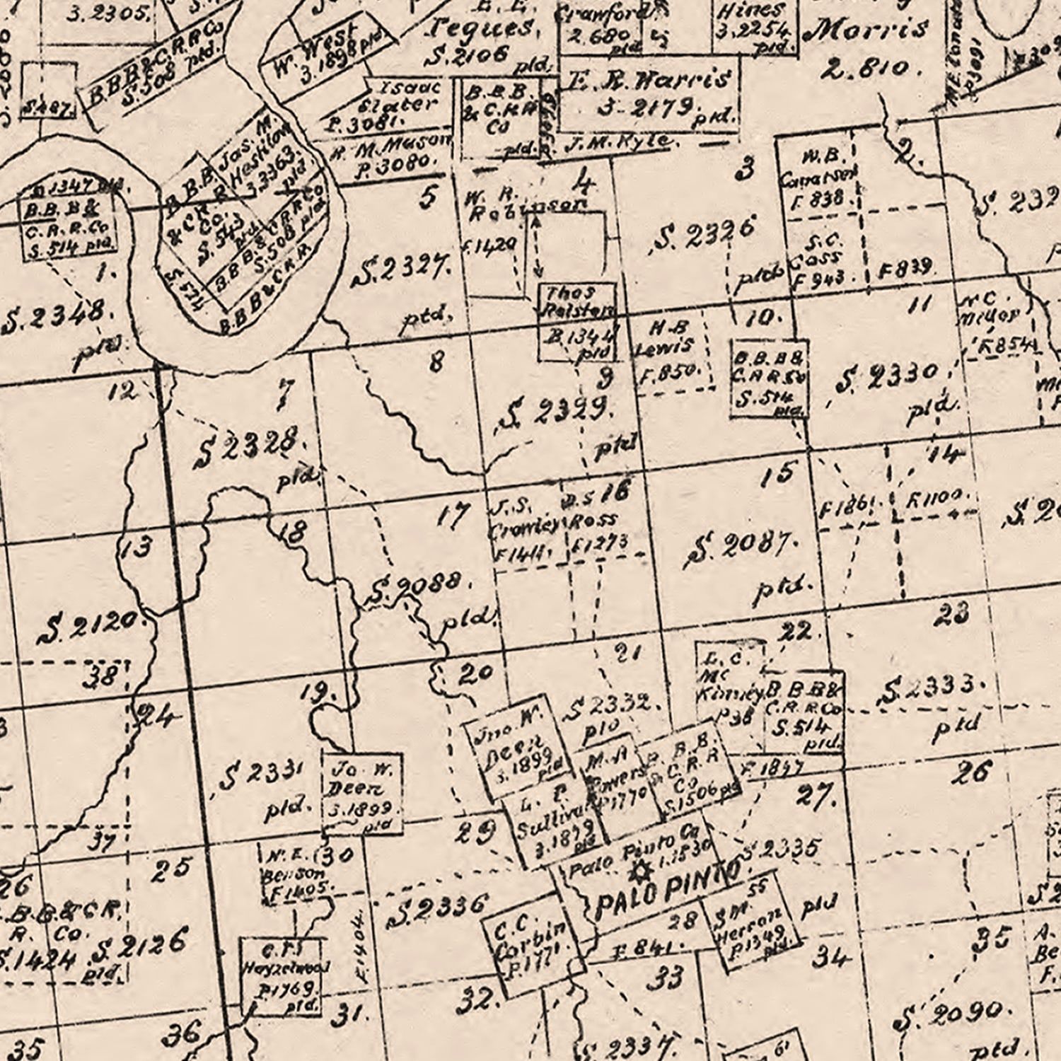 Vintage Map of Palo Pinto County, Texas 1879