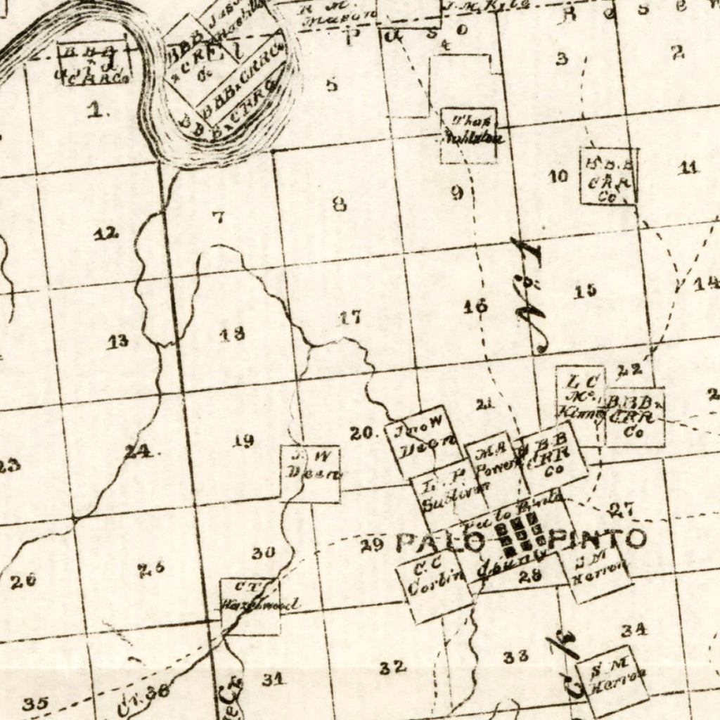 Vintage Map of Palo Pinto County, Texas 1880