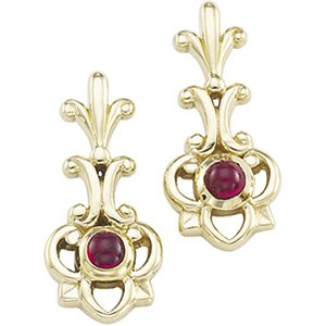 14K Yellow Gold 3 mm Natural Ruby Earrings