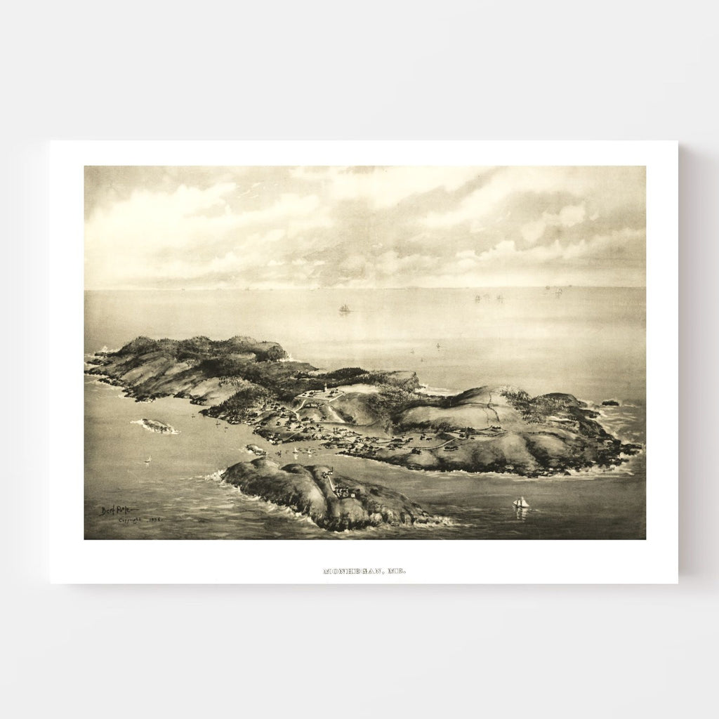 Vintage Map of Monhegan, Maine 1896