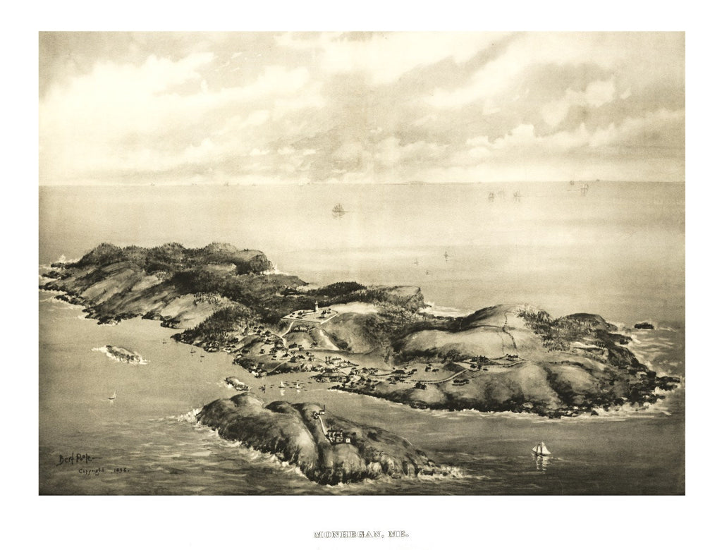 Vintage Map of Monhegan, Maine 1896