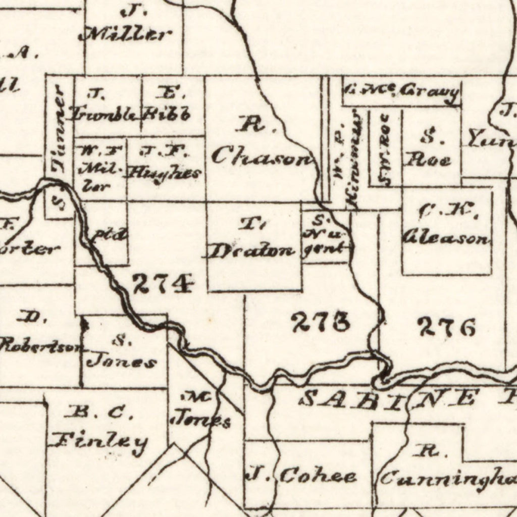 Vintage Map of Rains County, Texas 1870