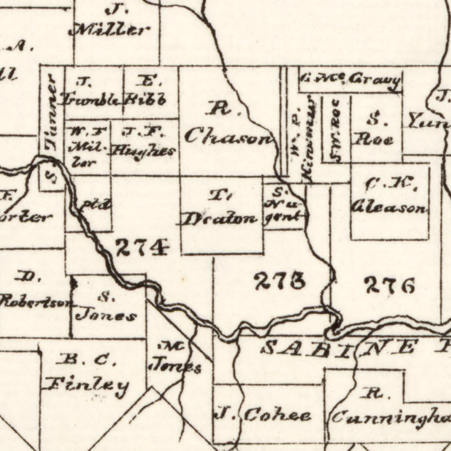 Vintage Map of Rains County, Texas 1870