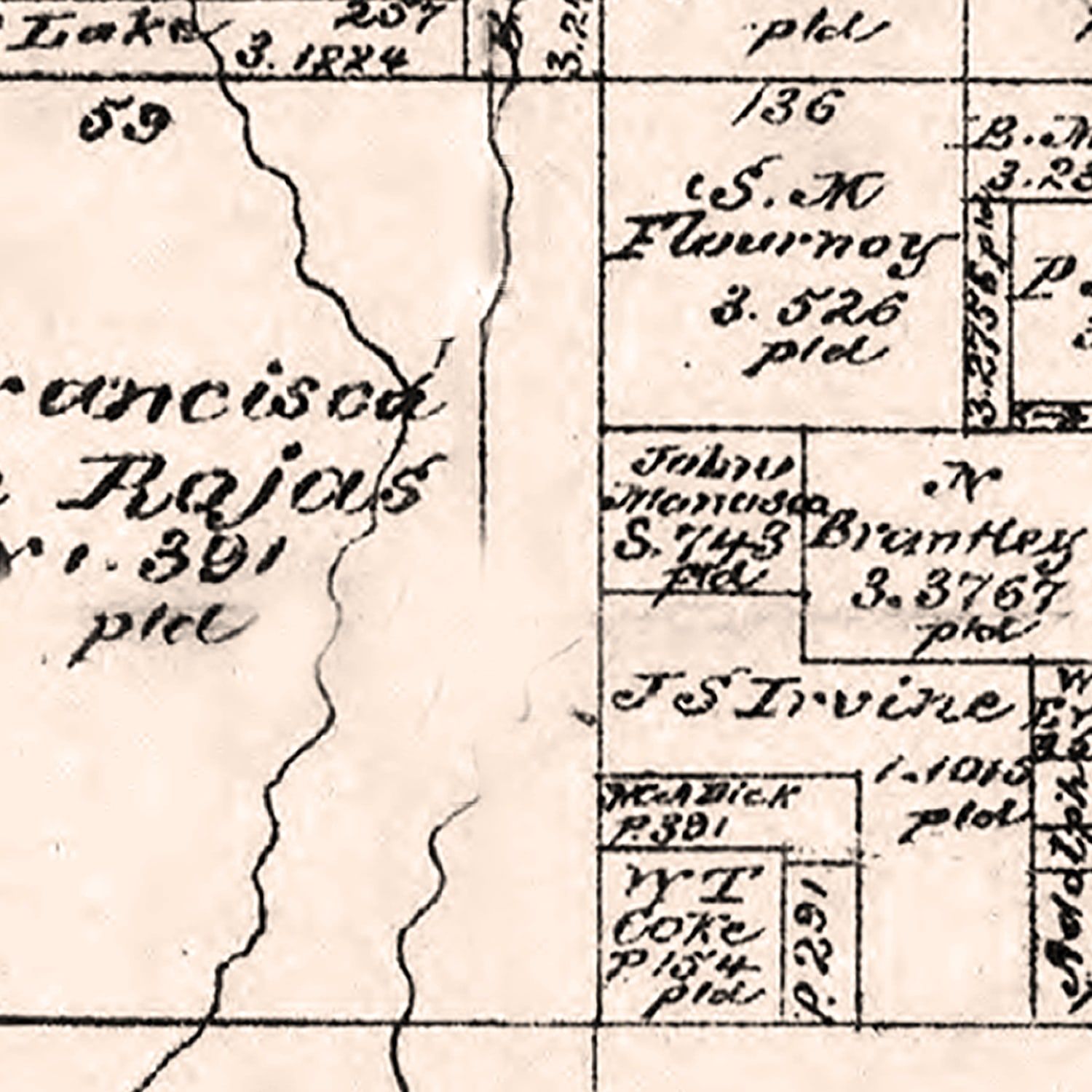 Vintage Map of Rains County, Texas 1880