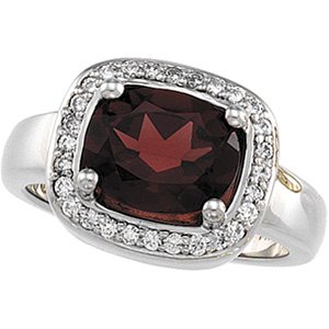14K White Gold Natural Mozambique Garnet and 1/4 CTW Natural Diamond Ring