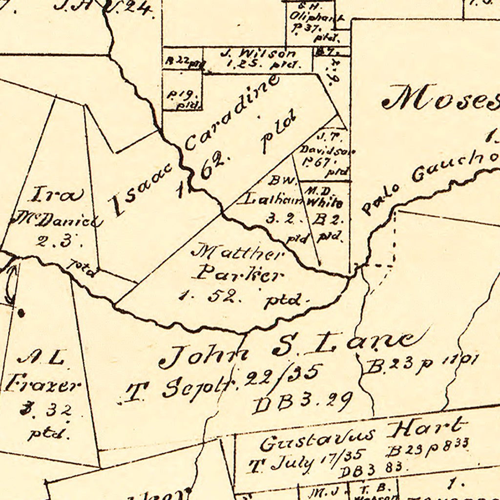 Vintage Map of Sabine County, Texas 1879