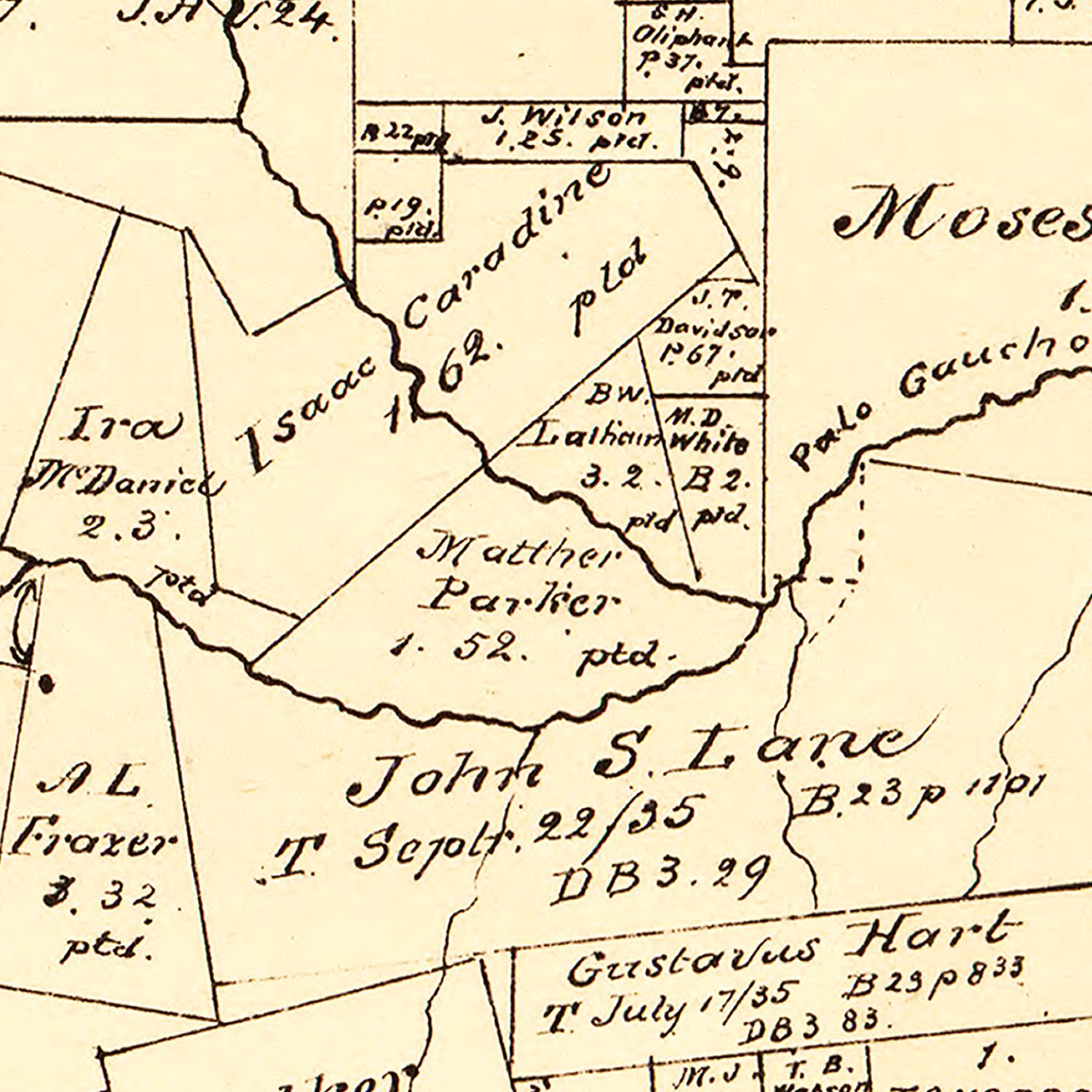 Vintage Map of Sabine County, Texas 1879