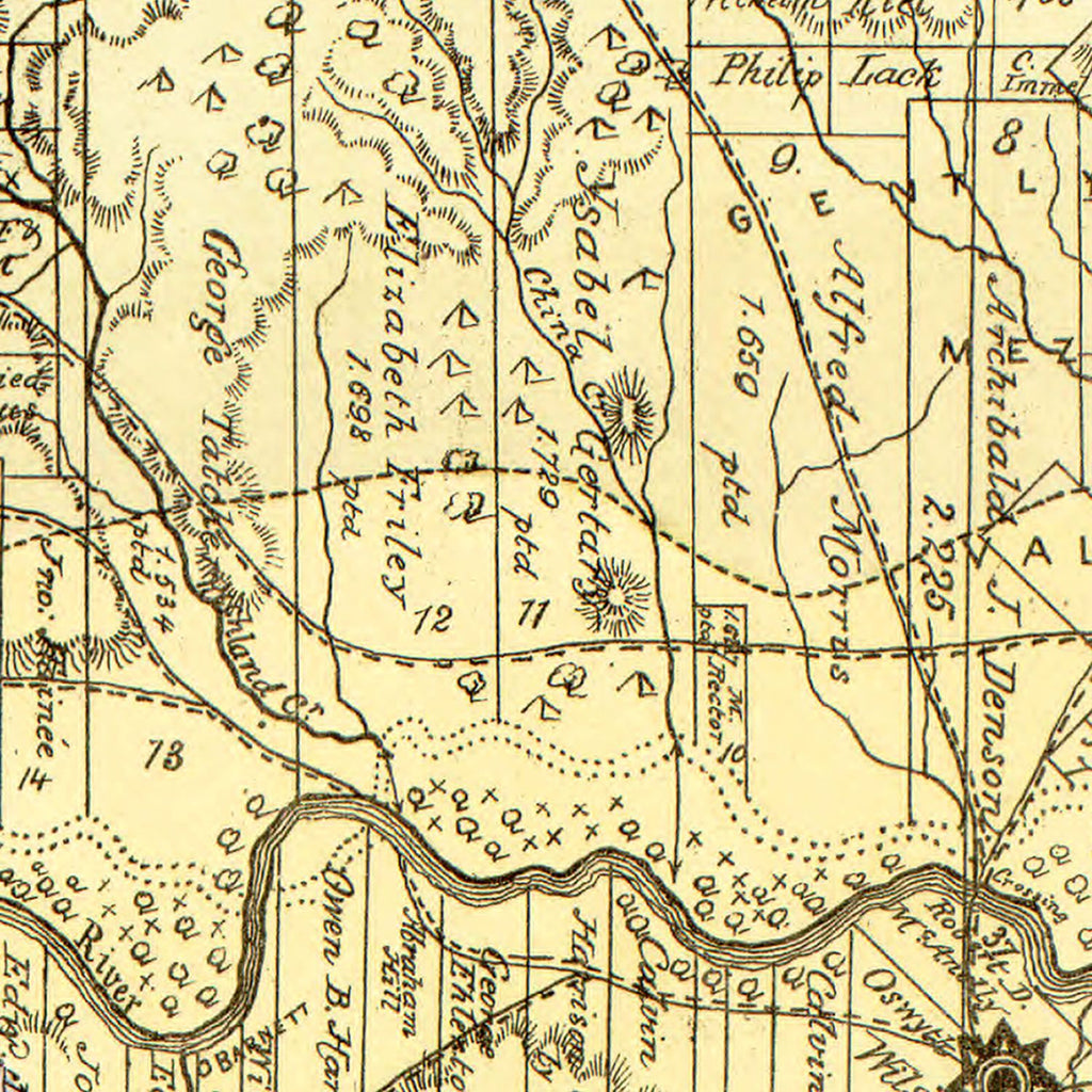 Vintage Map of San Saba County, Texas 1876