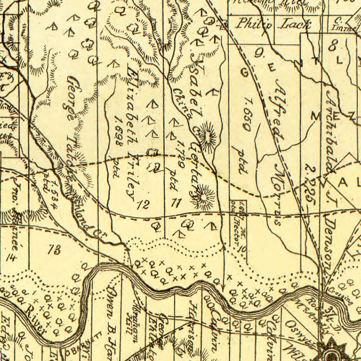 Vintage Map of San Saba County, Texas 1876