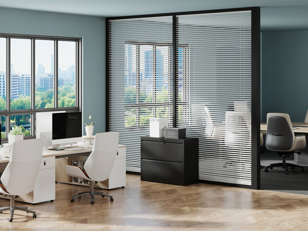 2 Drawer Lateral File Cabinet with Lock – Heavy-Duty Metal Filing Cabinet for Home Office, Space-Saving Wide Storage for Letter/Legal/A4/F4, Silent Full-Extension Slides, Easy-Assembly