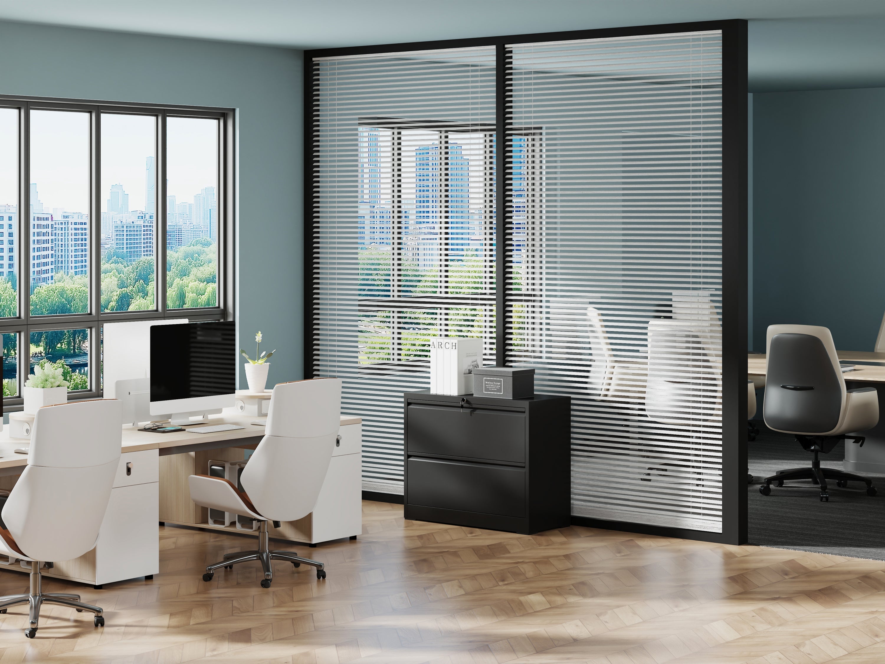 2 Drawer Lateral File Cabinet with Lock – Heavy-Duty Metal Filing Cabinet for Home Office, Space-Saving Wide Storage for Letter/Legal/A4/F4, Silent Full-Extension Slides, Easy-Assembly