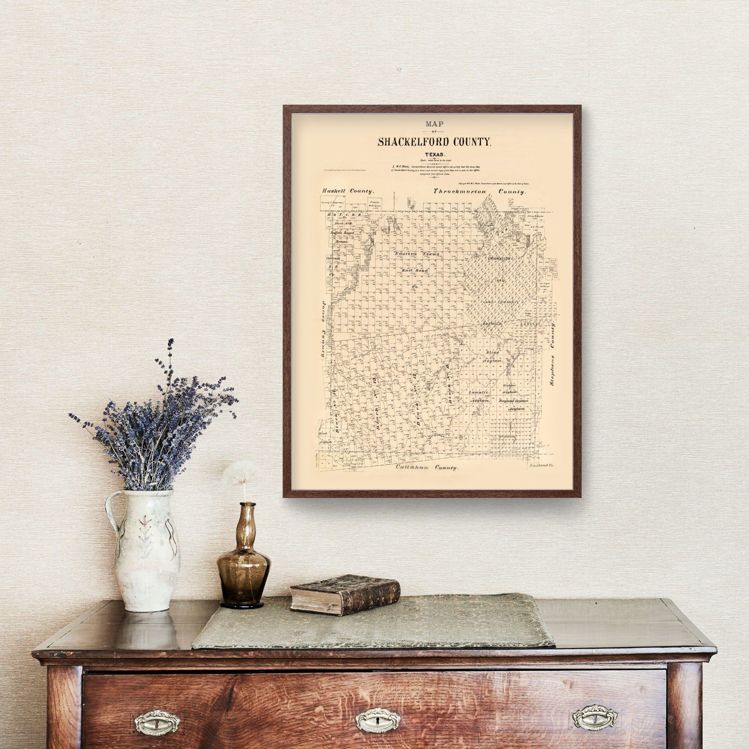Vintage Map of Shackelford County, Texas 1879